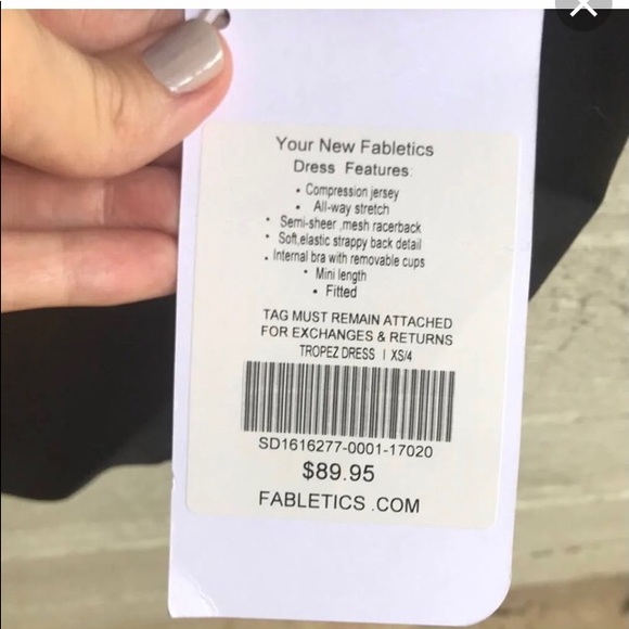 Fabletics Black Dress with Mesh Racer Back w/ Straps Built in Bra with Inserts - Picture 13 of 13